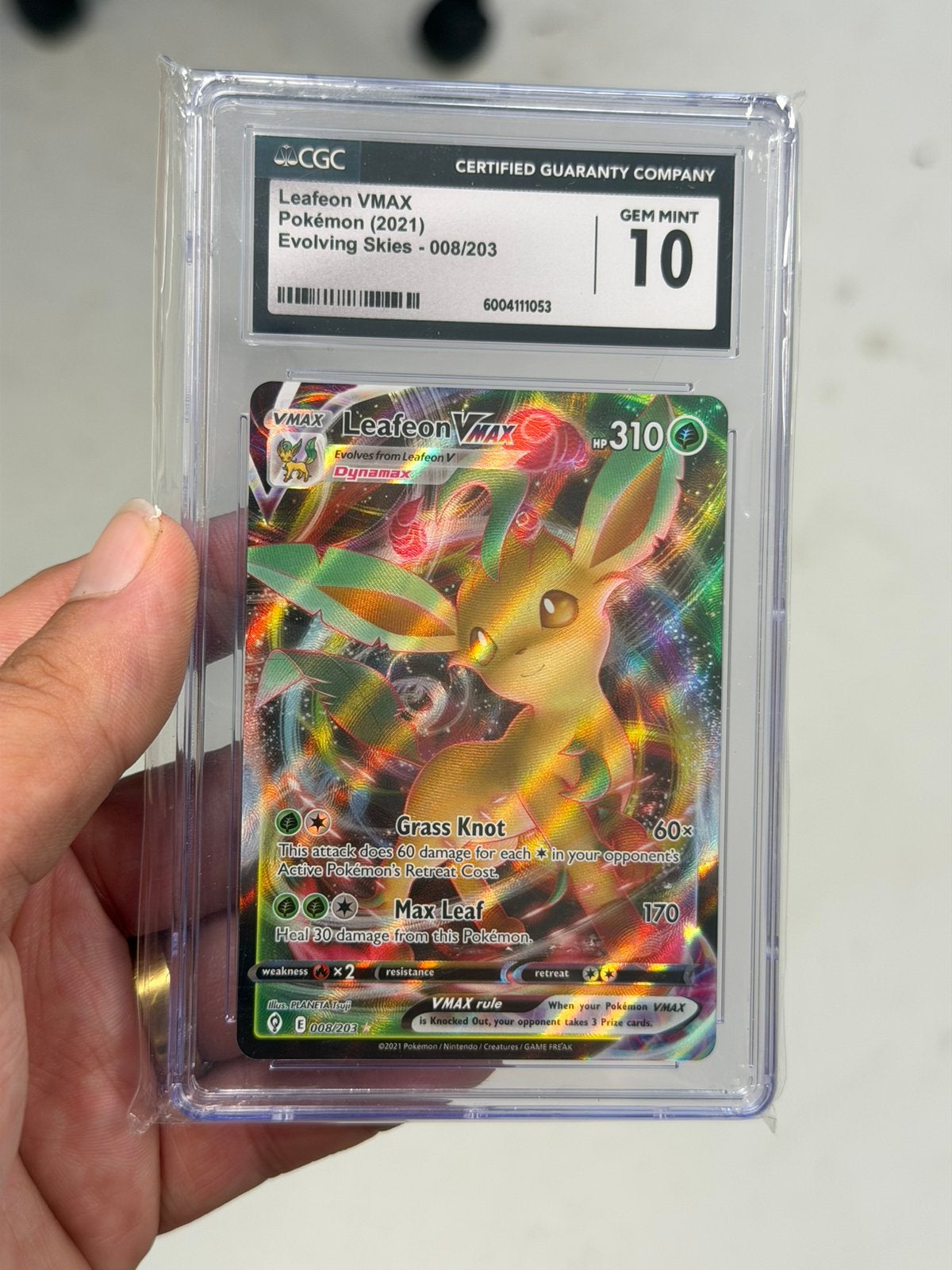 Pokémon Leafeon VMAX 008/203 Evolving Skies CGC 10 2021 #008, Ophalen of Verzenden, Nieuw, Losse kaart