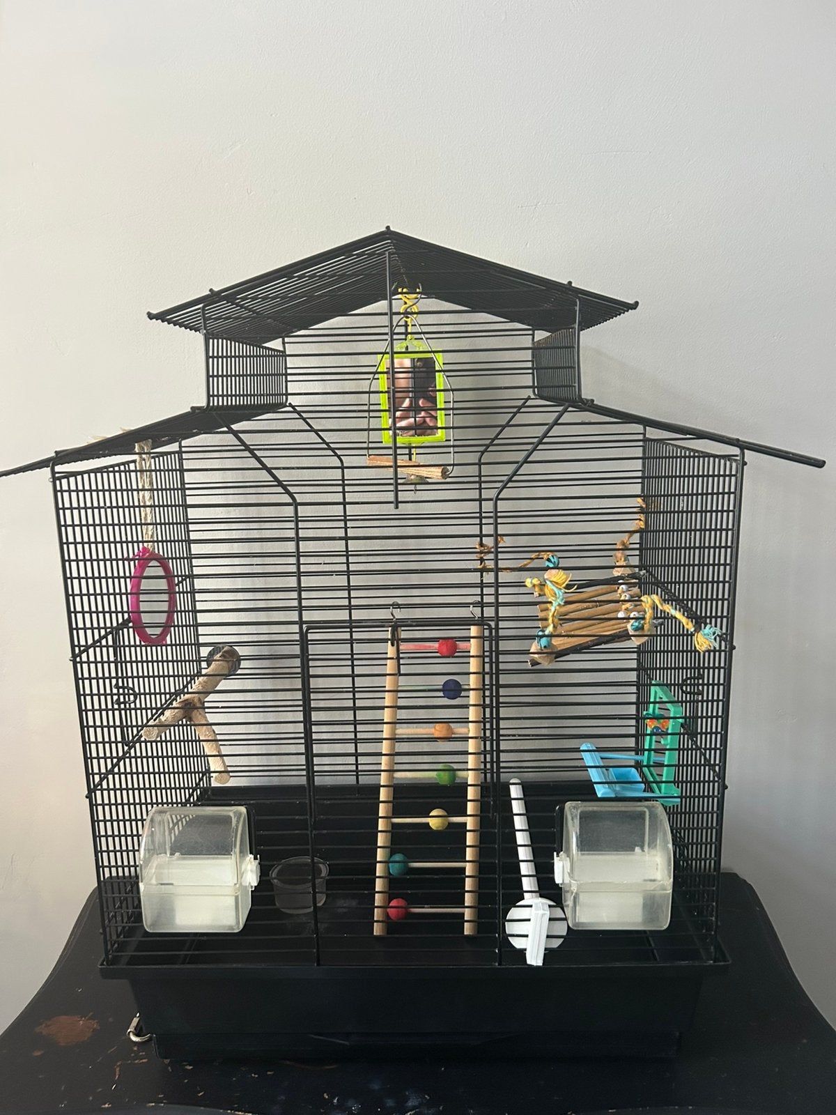Zwarte vogelkooi, Ophalen, Gebruikt, Metaal, Vogelkooi