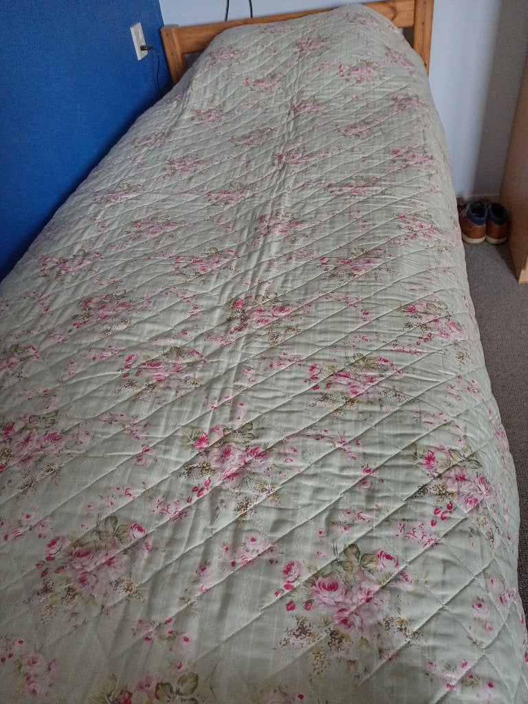 1 pers. sprei Clayre en Eef licht-groen met bloemetjes, Gebruikt, Eenpersoons, Ophalen of Verzenden, Deken of Dekbed