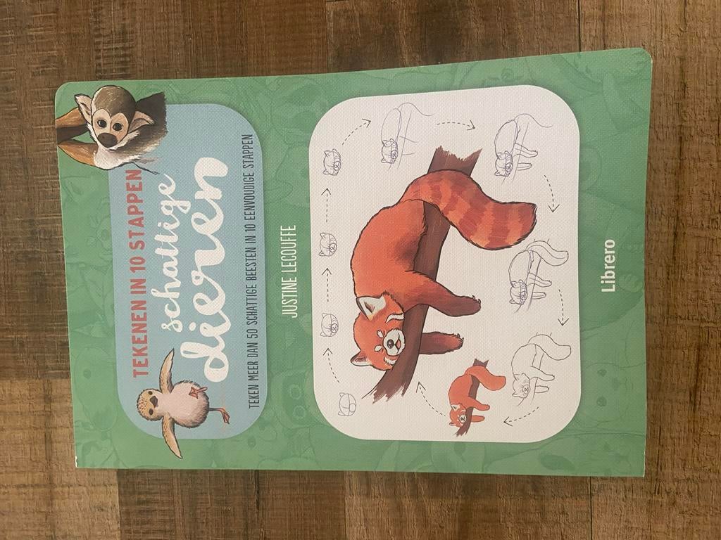 Teken in 10 stappen schattige dieren - Justine Lecouffe, Ophalen of Verzenden, Zo goed als nieuw, Boek of Gids