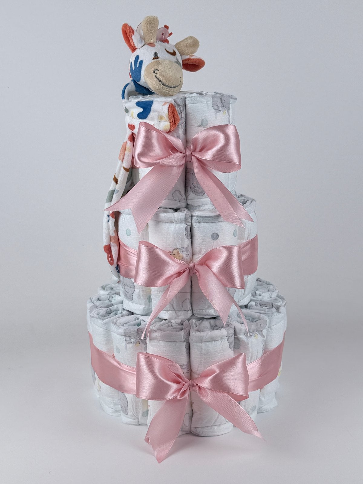 Luiertaart meisje happy horse tut giraffe Gilles dp roze, Ophalen of Verzenden, Nieuw, Kraamcadeau