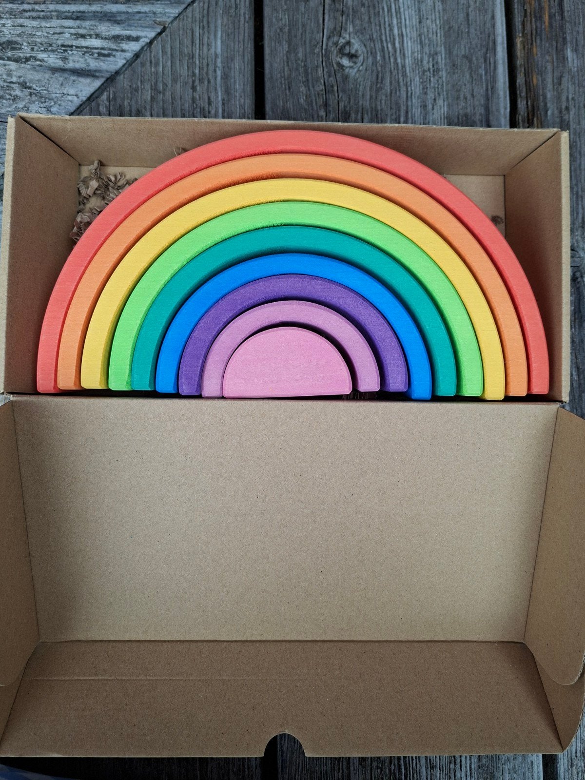 Nieuwe houten regenboog in doos - Groot- Ocamora, Kinderen en Baby's, Ophalen of Verzenden, Nieuw, Overige typen