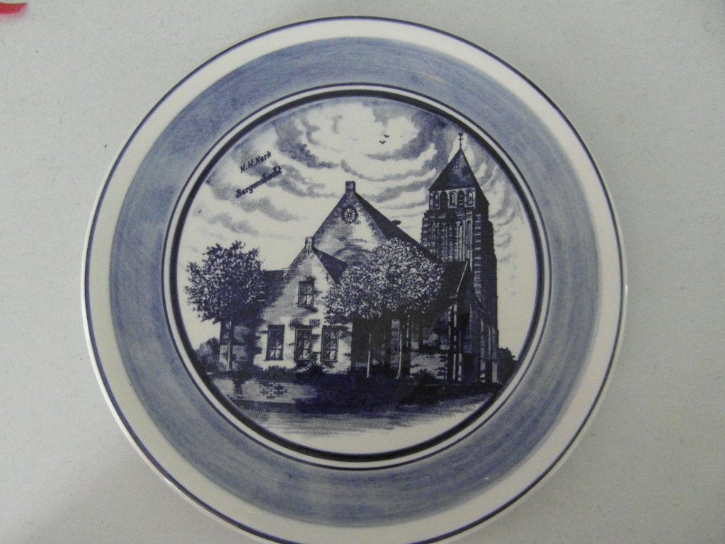 Bordje N.H Kerk Bergambacht 23 cm doorsnee, Antiek en Kunst, Antiek | Servies los, Ophalen of Verzenden