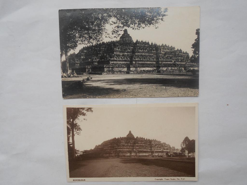 Java Indonesië Borobudur Tempel twee oude kaarten uit 1925, Ophalen of Verzenden, 1920 tot 1940, Ongelopen, Buiten Europa
