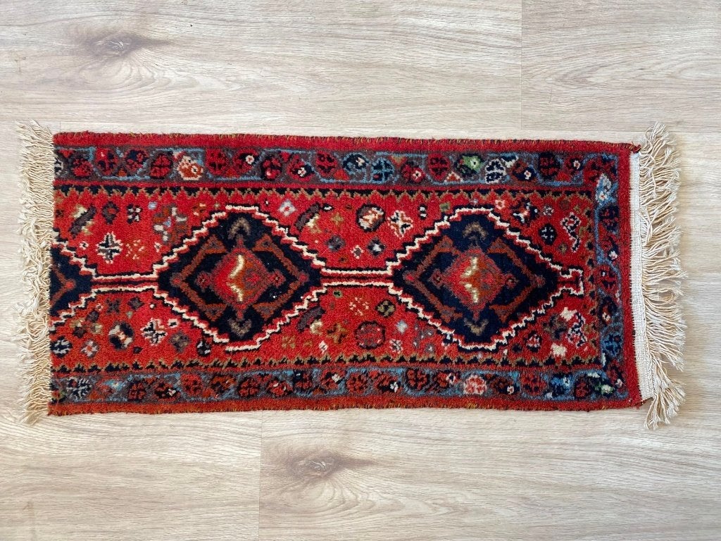 Vintage handgeknoopt Perzisch loperkleed - 79x38 cm, Huis en Inrichting, Ophalen, Rechthoekig