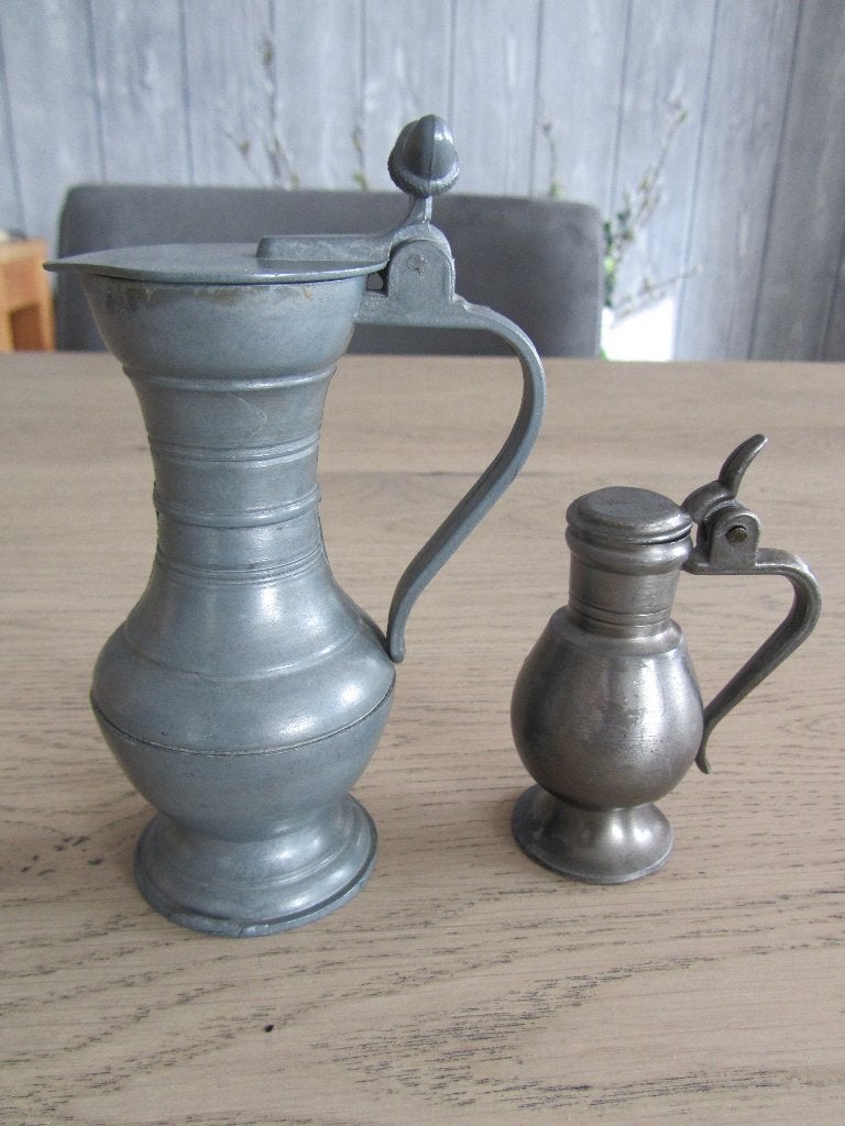 Peltrato engeltjeskan 2 stuks, Antiek en Kunst, Antiek | Tin, Ophalen of Verzenden