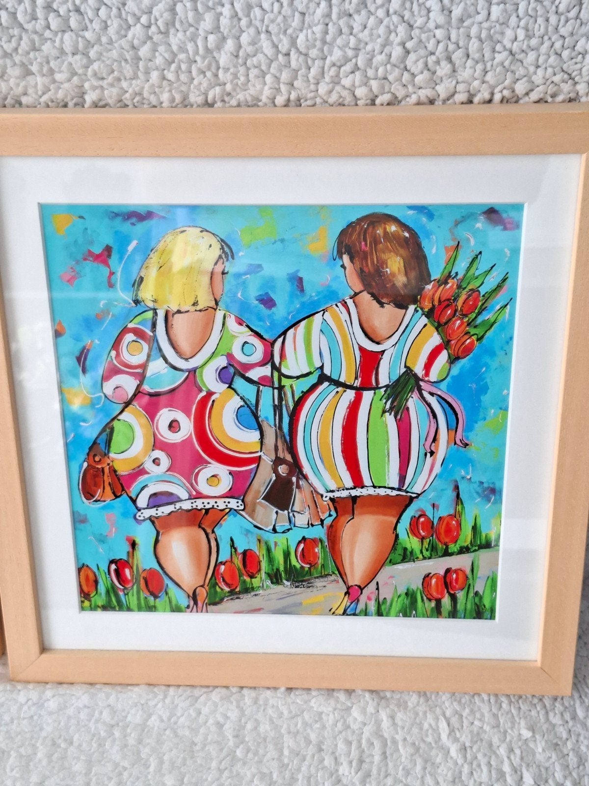 Schilderijtjes 3 stuks. Vrolijke dikke dames.Afmeting 33x33, Huis en Inrichting, Woonaccessoires | Schilderijen, Tekeningen en Foto's