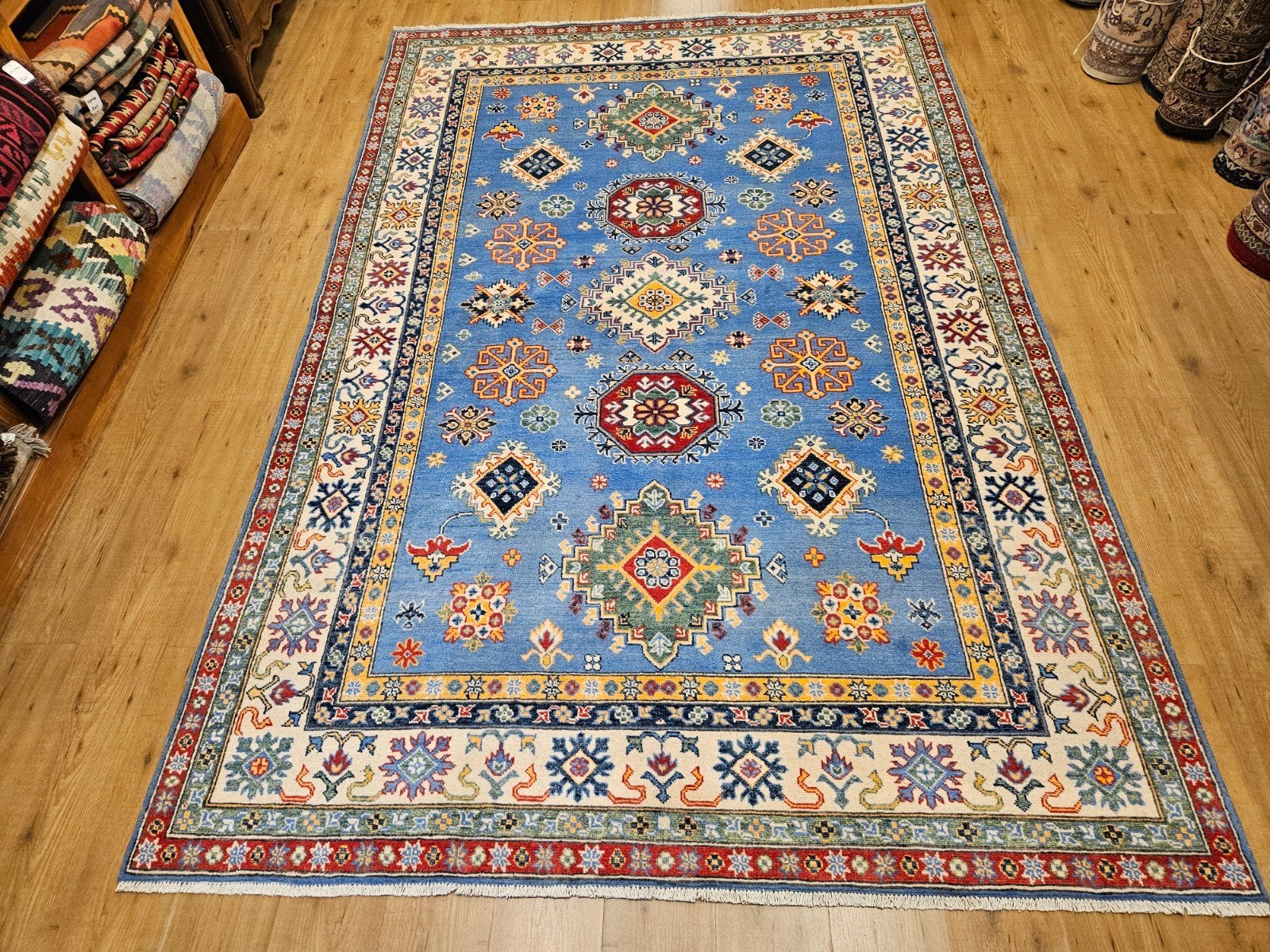 Handgeknoopt oosters tapijt kazak 301x200, Info@SlatsAntiek.nl, Perzisch, Vof Slats Antiek, Ophalen of Verzenden