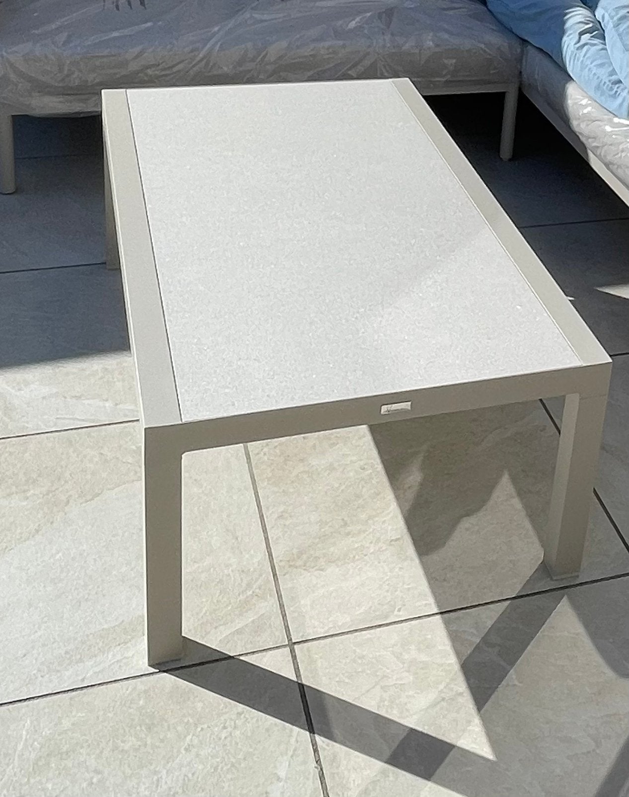 Loungetafel beige aluminium, Ophalen, Nieuw, Rechthoekig, Aluminium