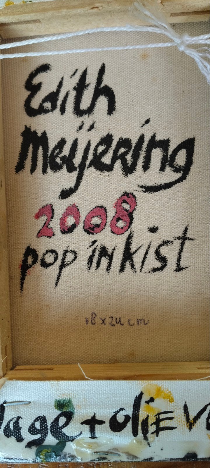pop in kist olieverf/ collage/klein schilderij, Ophalen of Verzenden, Gesigneerd, Doek