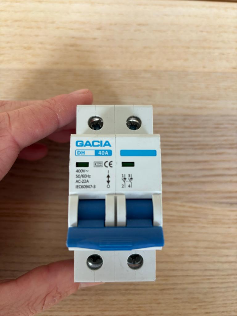 Gacia Hoofdschakelaar 40A 1P+N - Gebruikt, Werkend, Ophalen of Verzenden, Gebruikt, Schakelaar