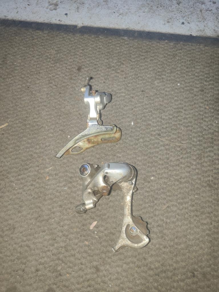 Derailleurset voor en achter Shimano 700cx, Fietsen en Brommers, Fietsonderdelen, Ophalen, Gebruikt, Derailleur of Ketting, Aluminium