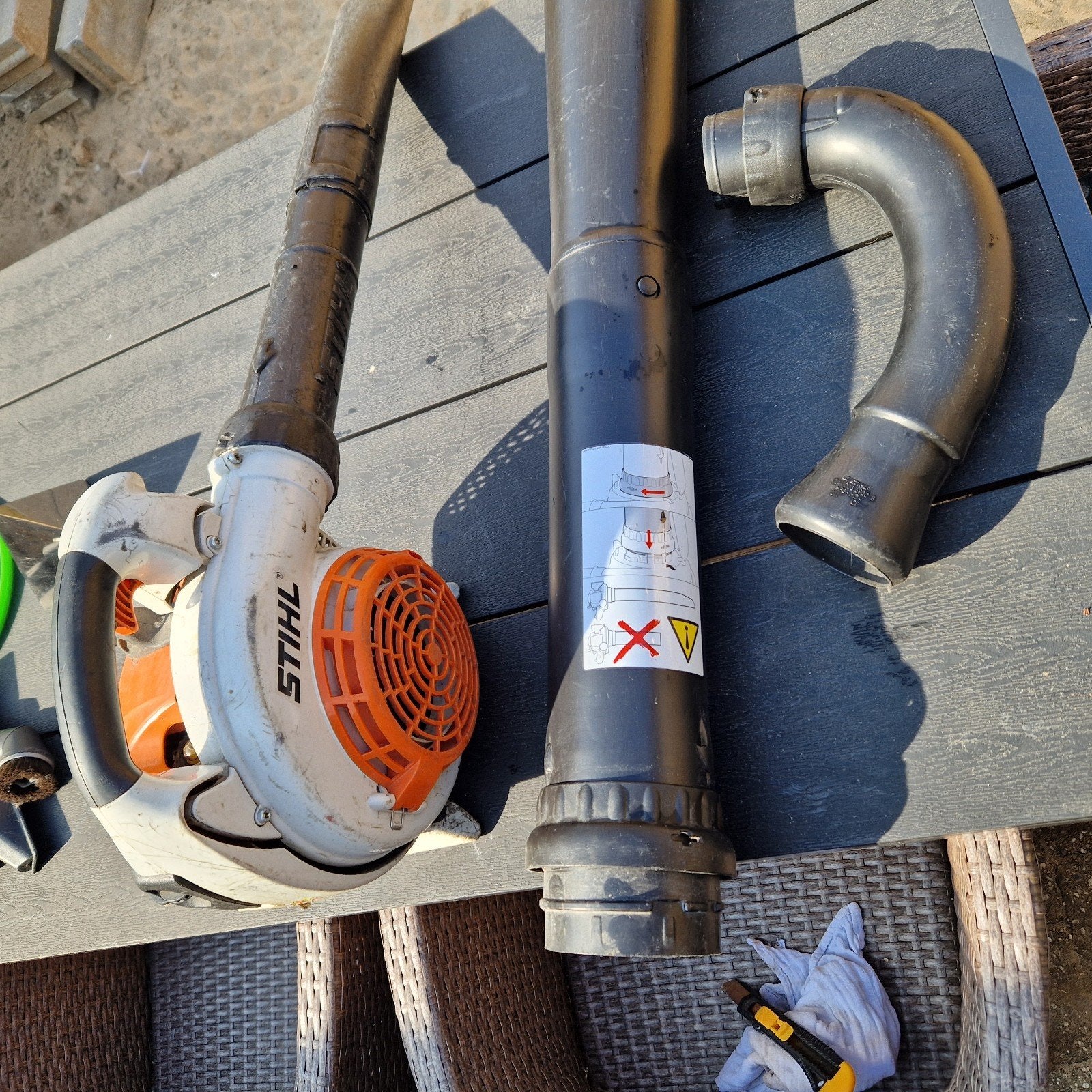 stihl bg 86  + hulpstukken, Ophalen, Handgedragen, Met versnipperfunctie, Benzine