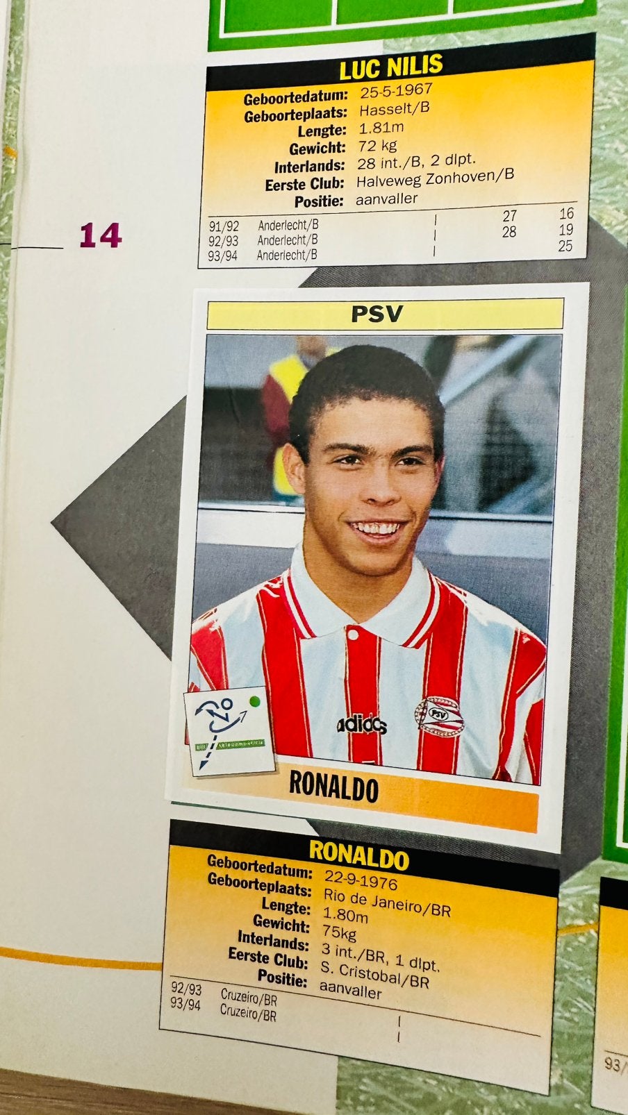 Panini Voetbal '95 album – zeldzame Ronaldo (PSV) sticker!, Ophalen of Verzenden, Zo goed als nieuw, Sticker