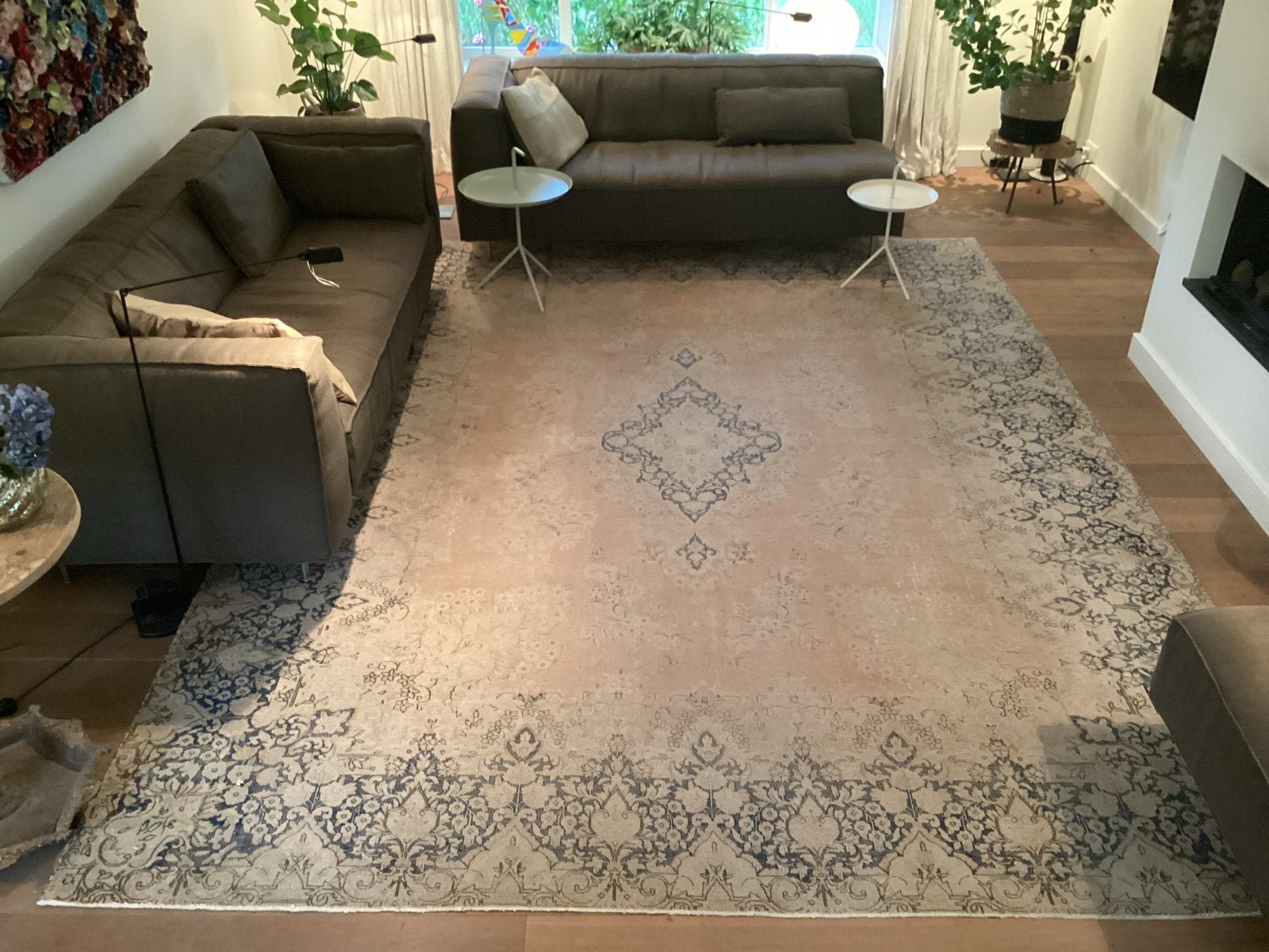 Mooi retro Rozenkelim vloerkleed - 290x390 cm., Gebruikt, Beige, Ophalen of Verzenden, 200 cm of meer