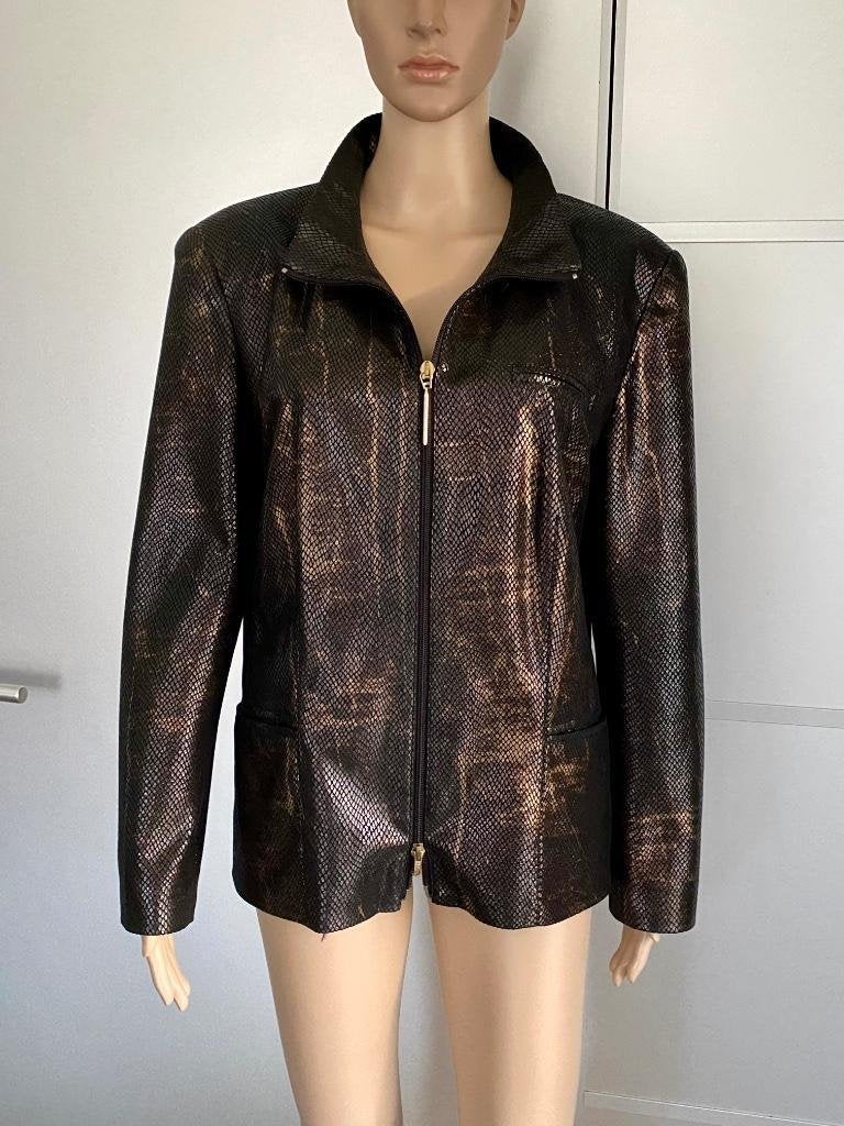 i724 Tuzzi maat 44=L jasje blazer colbert d-bruin/zwart/goud, Tuzzi, Zwart, Maat 42/44 (L), Ophalen of Verzenden