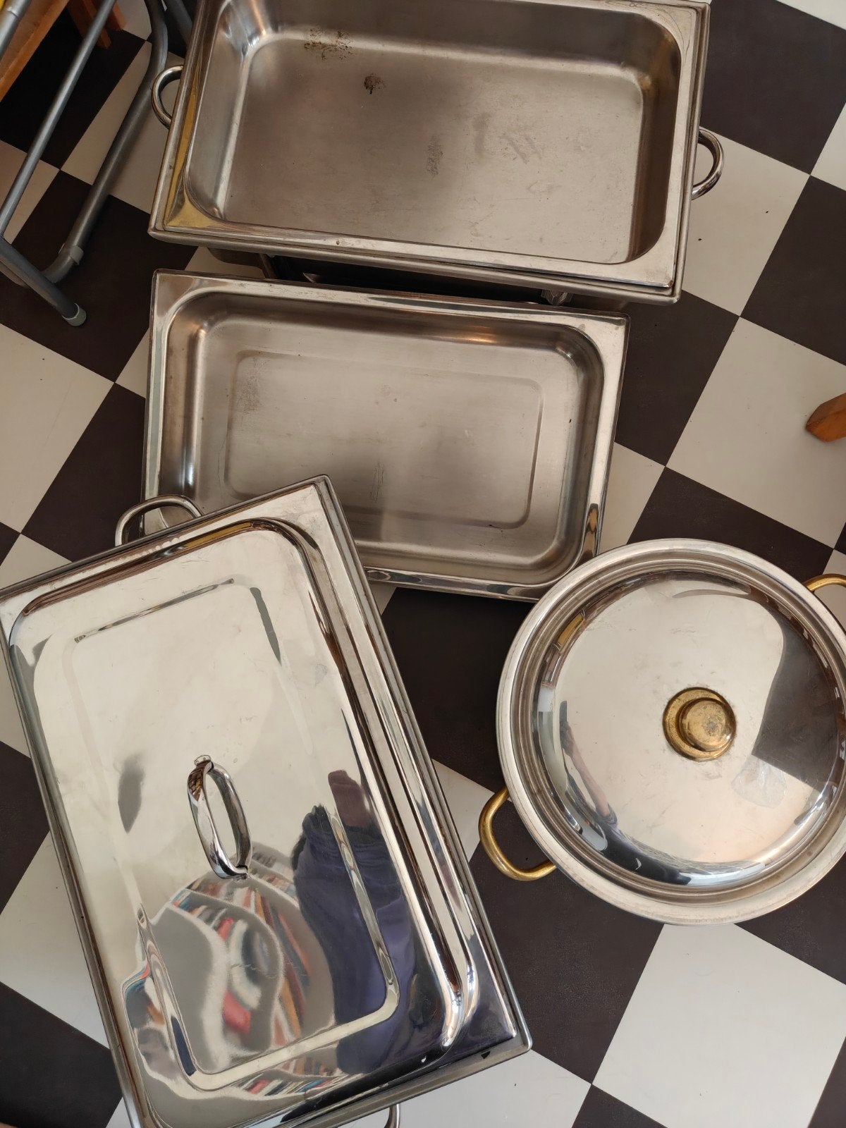 Chafing dish set (onderstellen), Ophalen, Gebruikt, Rvs