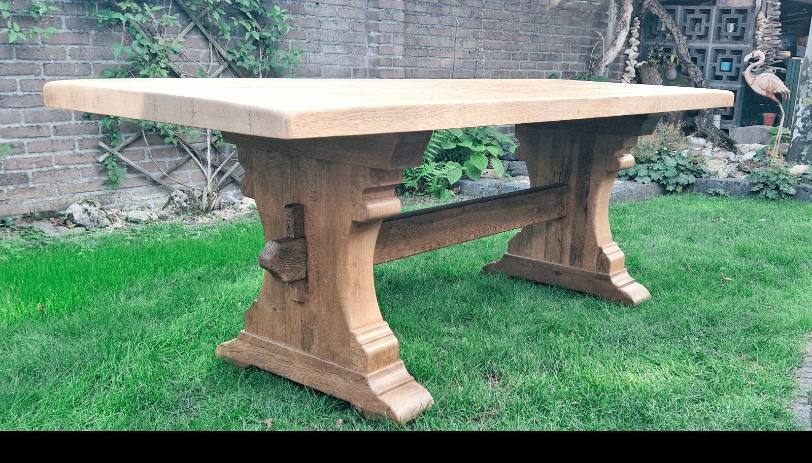 Massief eiken eettafel kloostertafel 220x80