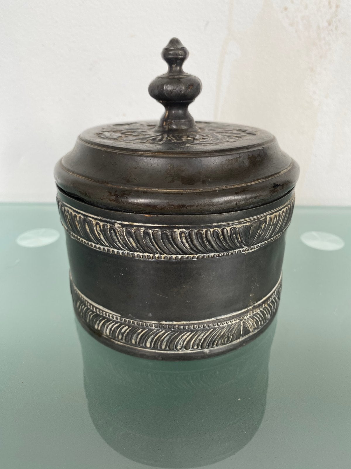ANTIEKE 18e EEUWSE TINNEN TABAKSPOT (HUMIDOR)., Ophalen of Verzenden