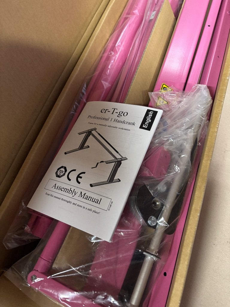 Roze handmatig verstelbaar bureau zit sta frame, Ophalen of Verzenden