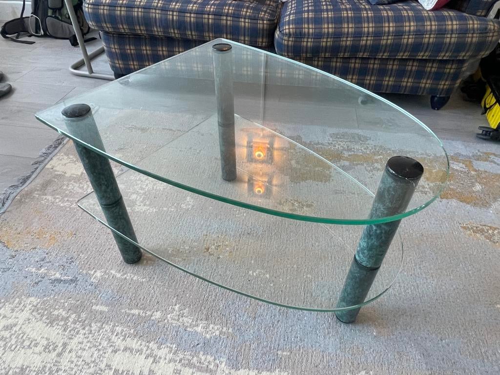 glass table (marble legs), Ophalen, 100 tot 150 cm, 50 tot 100 cm, Zo goed als nieuw