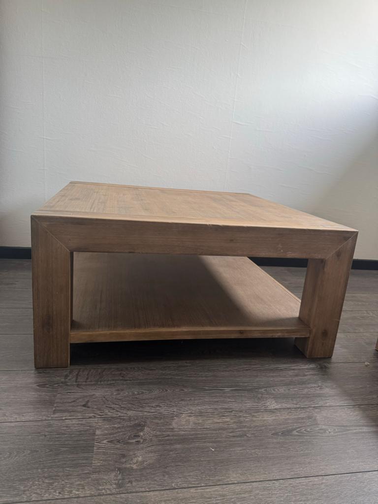Pronto Houten salontafel met opbergruimte, 100 tot 150 cm, Vierkant, Zo goed als nieuw, Minder dan 50 cm