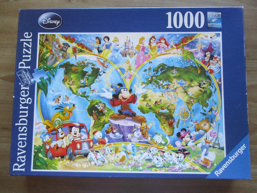 Puzzel Disney's wereldkaart - 1000 st. - Ravensburger, Ophalen of Verzenden, 500 t/m 1500 stukjes, Zo goed als nieuw, Legpuzzel