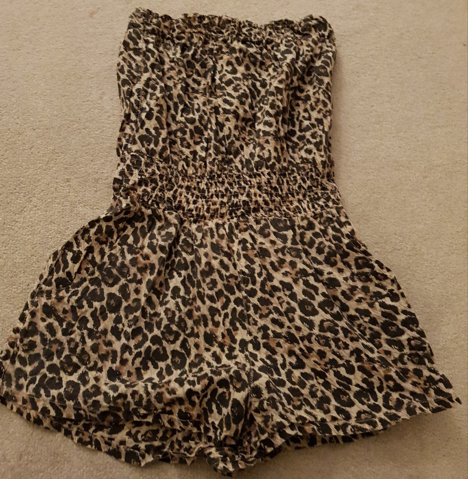 Jumpsuit tijgerprint maat s strandkleding bikini bruin, Verzenden, Zo goed als nieuw, Maat 36 (S), Bruin