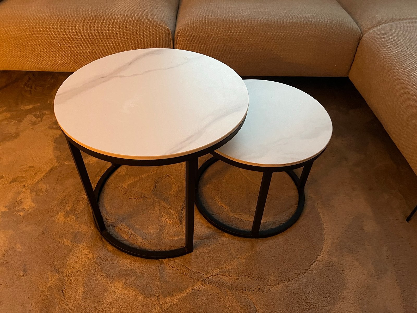 Ronde marmeren salontafel set van Loods5, Ophalen, Overige materialen, Rond, 50 tot 100 cm