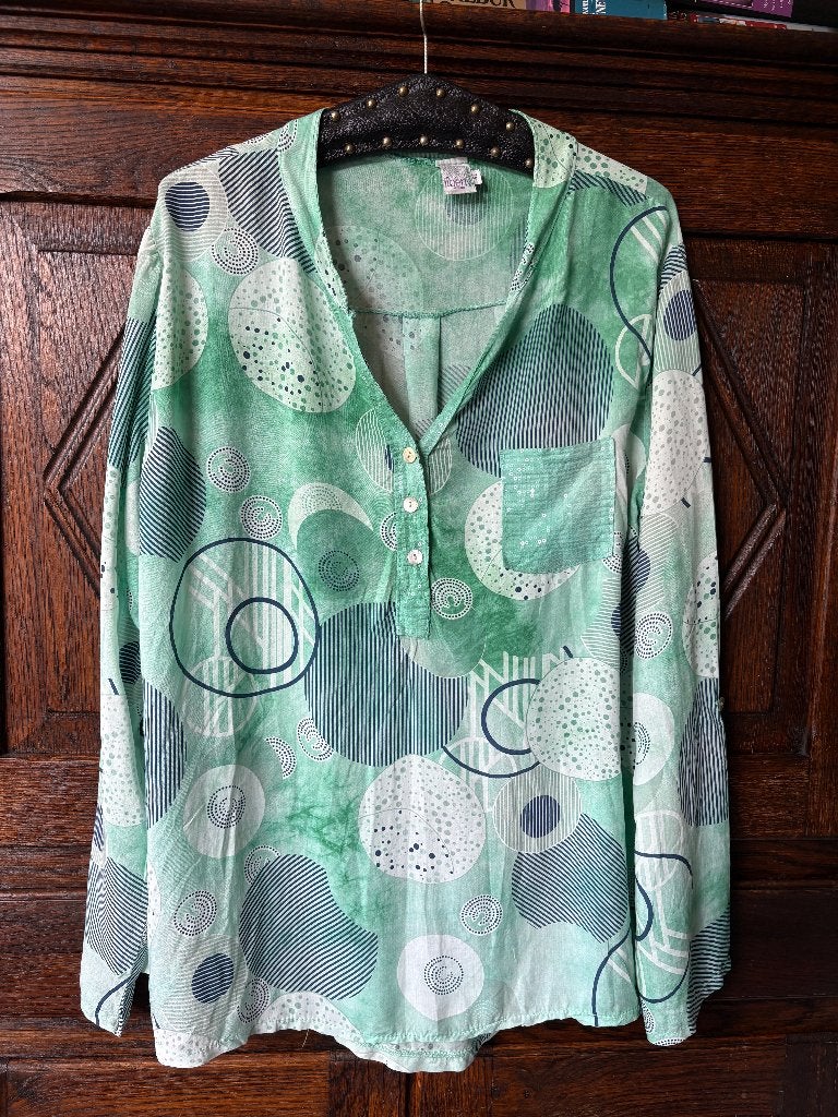 Groen-blauw-witte tuniek, blouse, top; Liberty Woman; XL, Ophalen of Verzenden, Zo goed als nieuw, Maat 46/48 (XL) of groter, Groen