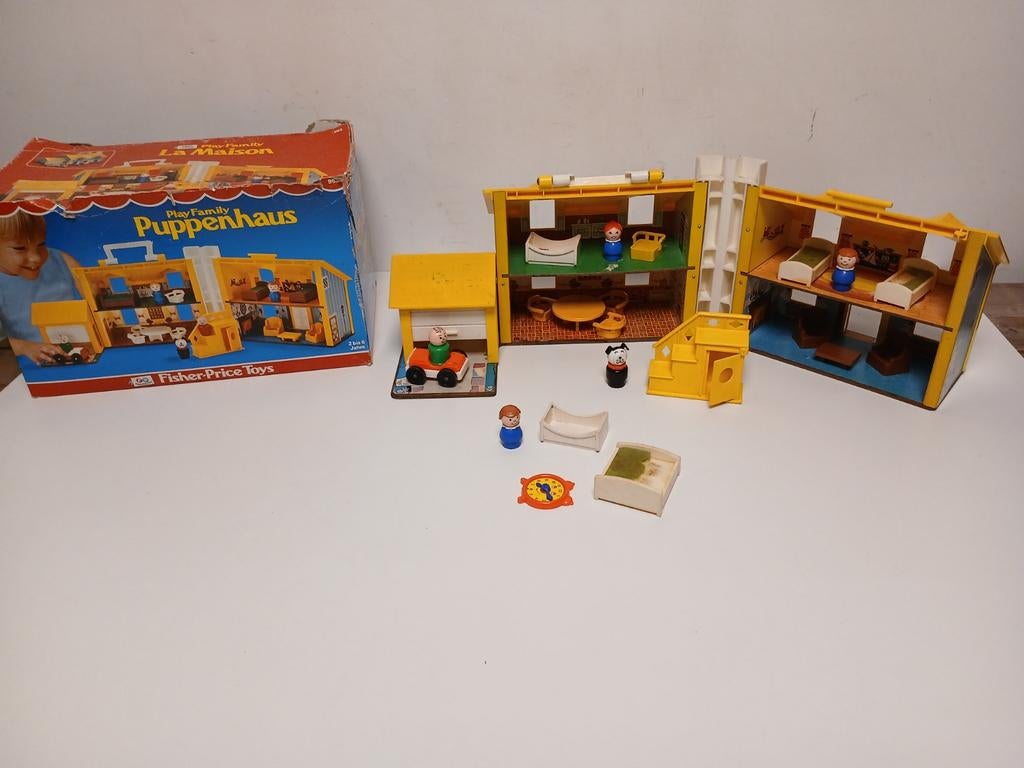 Vintage Fisher price 952 play family house met doos, Ophalen of Verzenden, Speelset