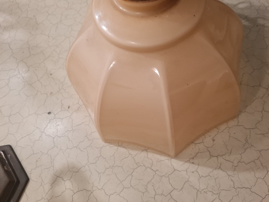 Vintage plafond lamp met opaline glazen kapje, Heikant 21 Kaatsheuvel, Belle Vieille Brocante, Ophalen of Verzenden, Zo goed als nieuw