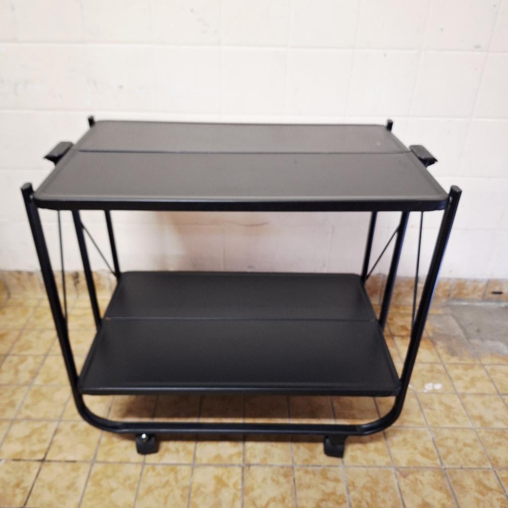 Inklapbare Zwarte Trolley / Sidetable / Bijzet Tafeltje, Ophalen, Gebruikt, 50 tot 100 cm, -