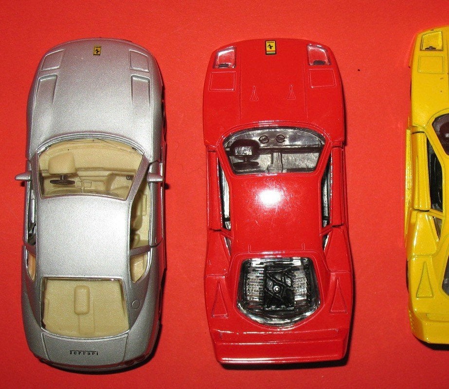 3x Maisto Shell auto Ferrari 250GTO F40 en 456GT 1/38 1/39, Ophalen of Verzenden, Gebruikt, Auto