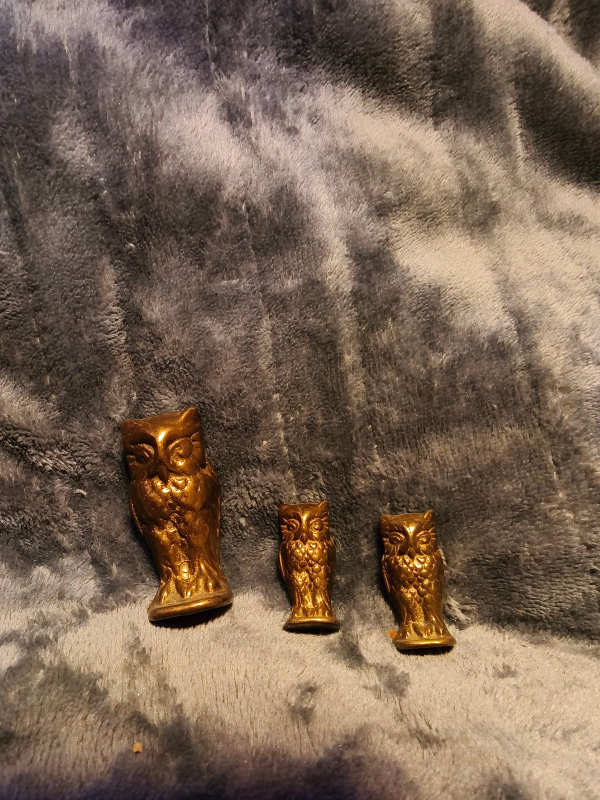 Set van 3 koperen uiltjes - 4 en 7 cm hoog, Ophalen of Verzenden, Koper