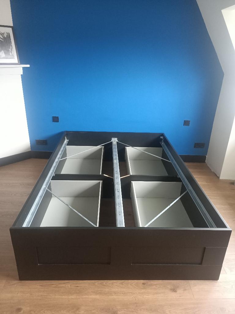 Ikea Brimnes Bed Zwart 140x200, Huis en Inrichting, Slaapkamer | Bedden, Gebruikt, Tweepersoons, 140 cm, 200 cm, Hout, Zwart, Ophalen