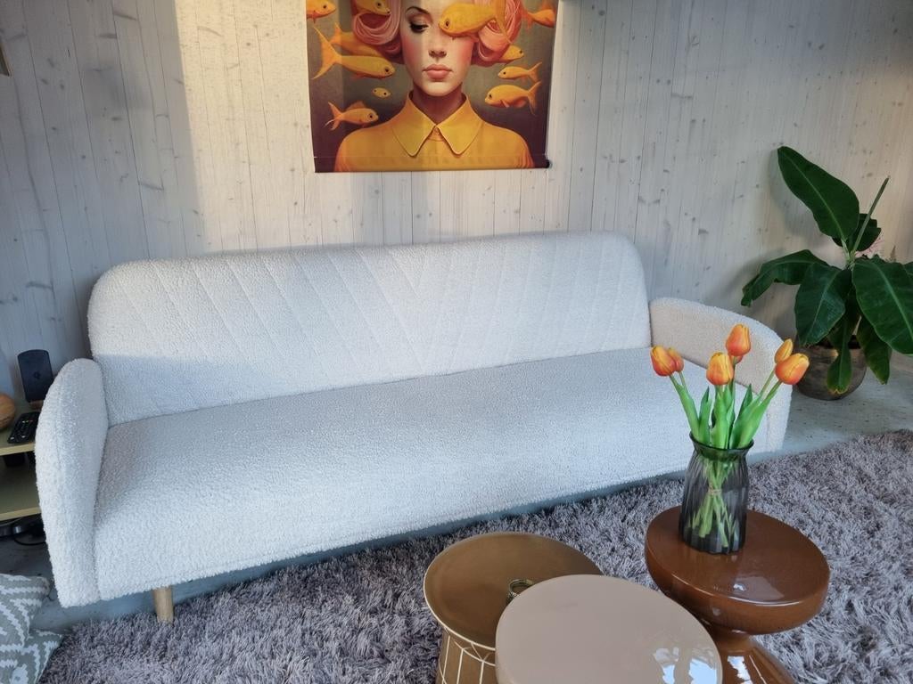 Bank / slaapbank, creme kleurig, Jysk, Huis en Inrichting, Ophalen, Tweepersoons, Zo goed als nieuw, Overige maten