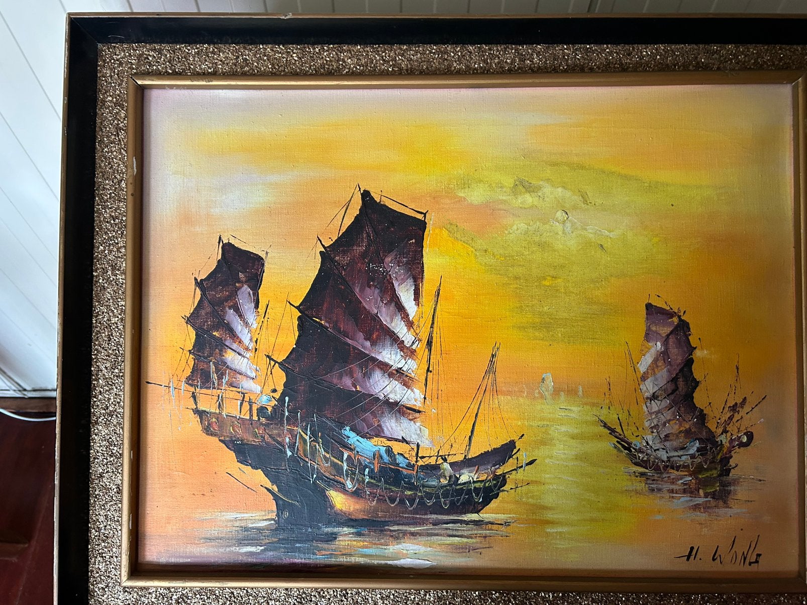 Schilderij schip, Ophalen of Verzenden