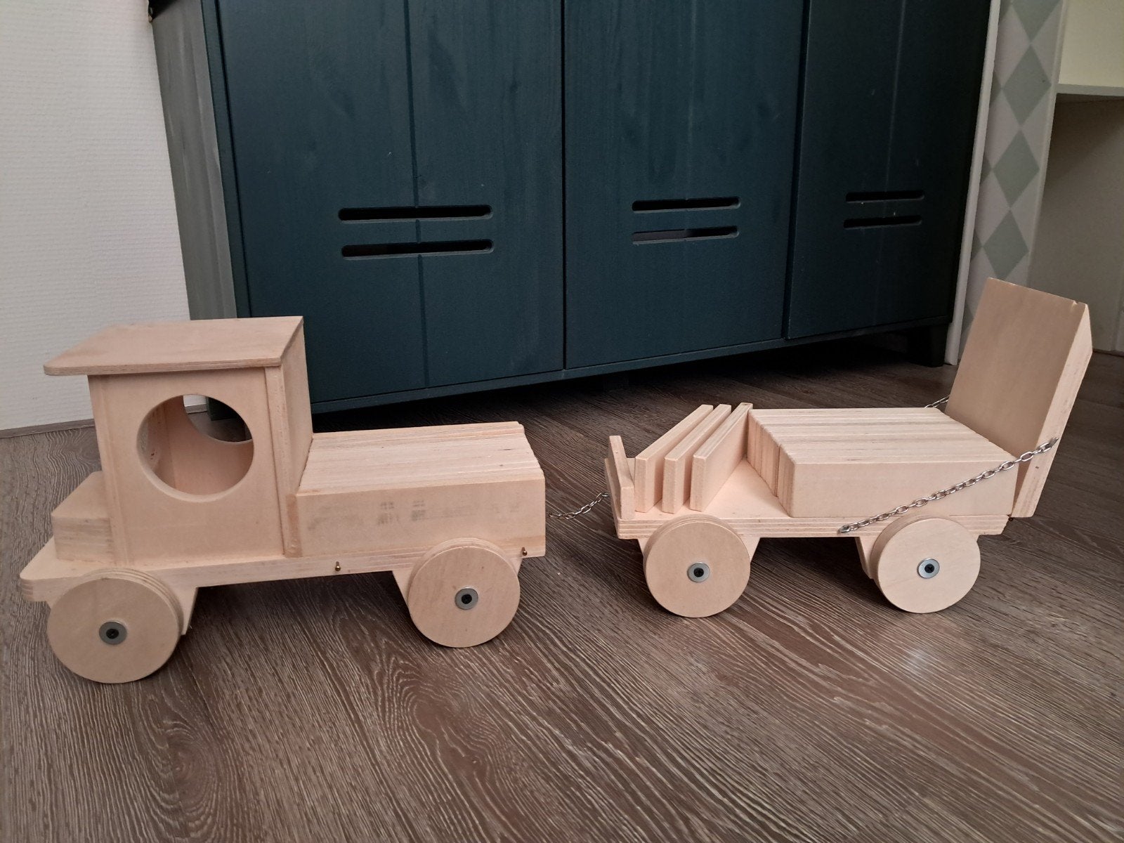 houten truck, Ophalen