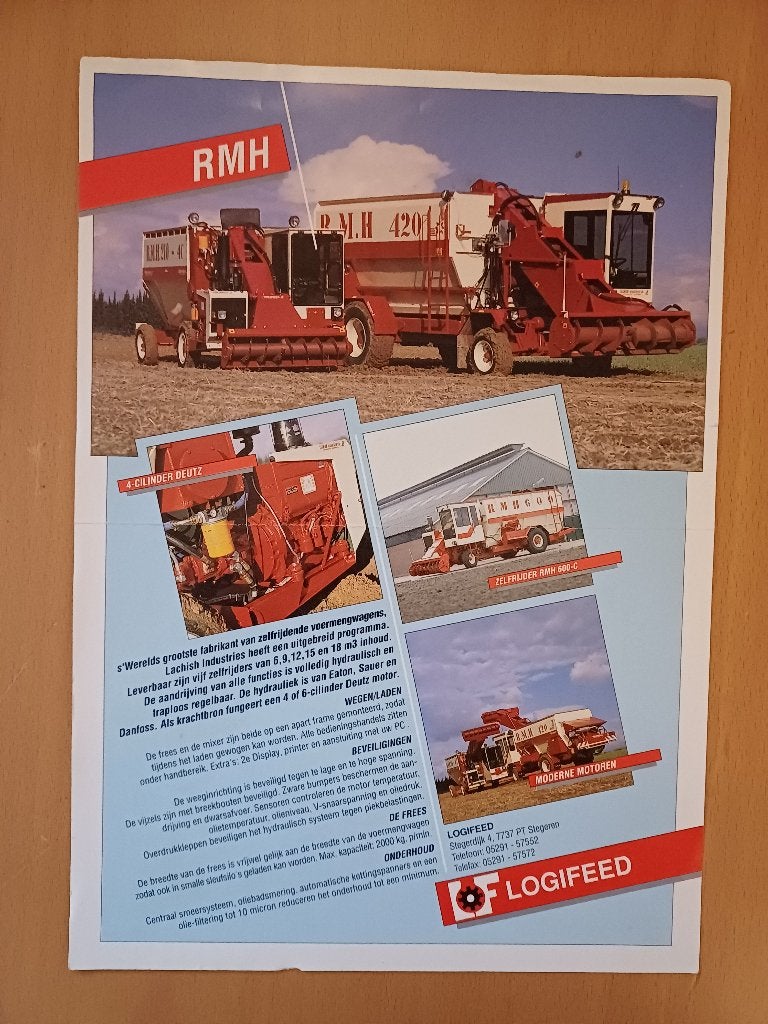 Folder RMH Logifeed zelfrijdende voermengwagens, Ophalen of Verzenden, Gelezen, Tractor en Landbouw