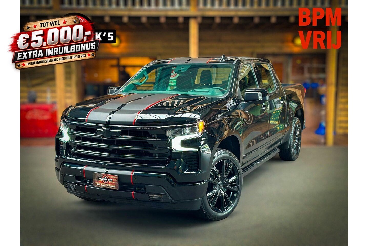 Chevrolet Silverado High Country Black Edition 6.2 V8 420 PK, Auto's, Automaat, Met garantie (alle), Zwart, Leder