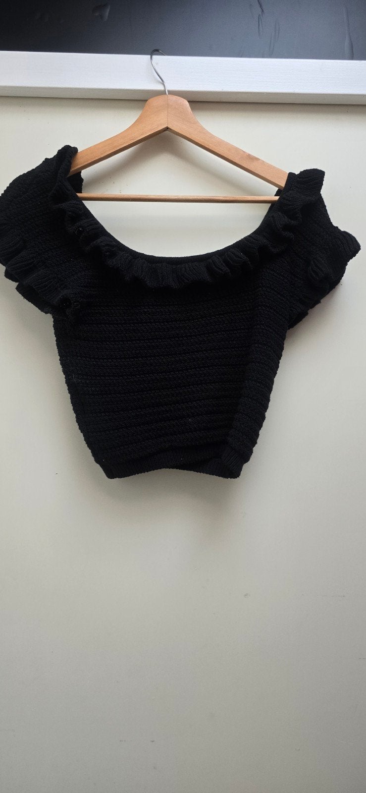 Zwarte H&M off-shoulder gebreide top maat M, Maat 38/40 (M), H&M, Zwart, Ophalen of Verzenden