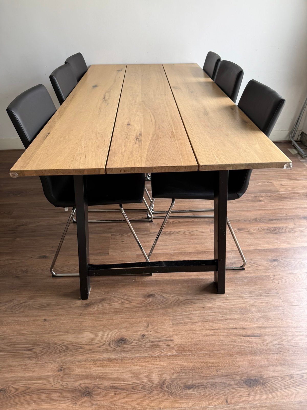 Eettafel met 8 stoelen, Huis en Inrichting, Tafels | Eettafels, Ophalen, 50 tot 100 cm, Zo goed als nieuw, 150 tot 200 cm