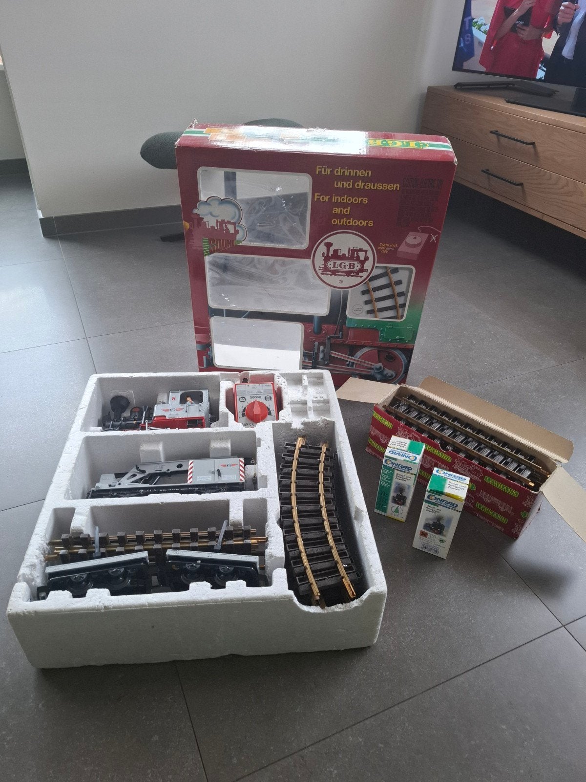 LGB The Big Train treinset met rails en destillaat, Hobby en Vrije tijd, Modeltreinen | Overige schalen, Treinset, Gelijkstroom