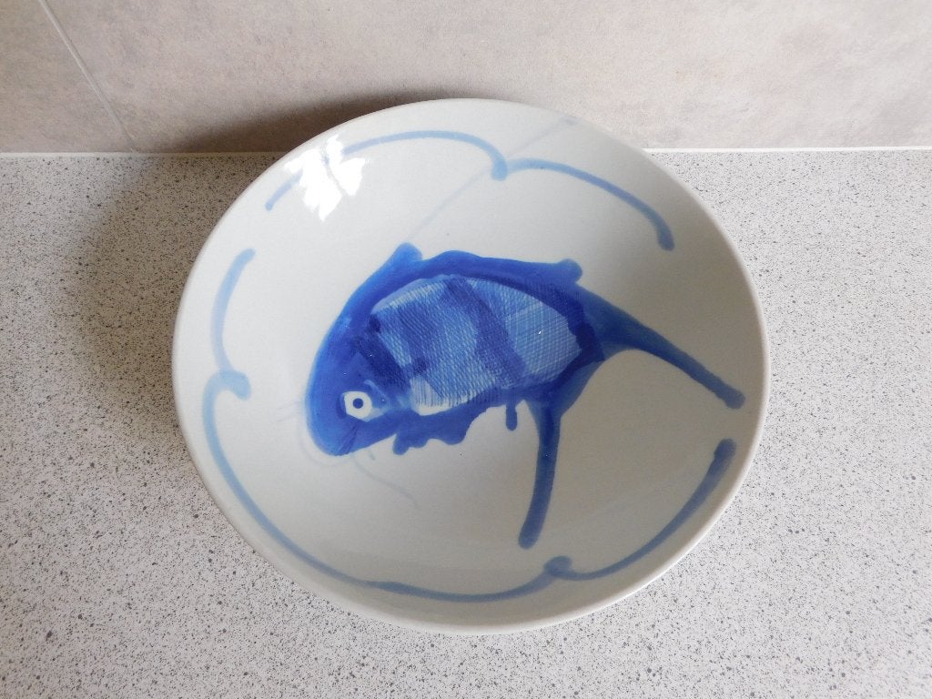 Diep bord 22,5 cm. Koi Blauw, Ophalen of Verzenden