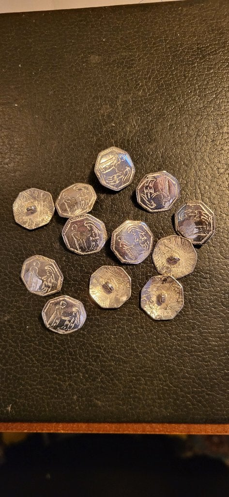 12x  Zilver knopen 18e eeuw voor klederdracht boeren dracht., Antiek en Kunst, Ophalen of Verzenden, Zilver