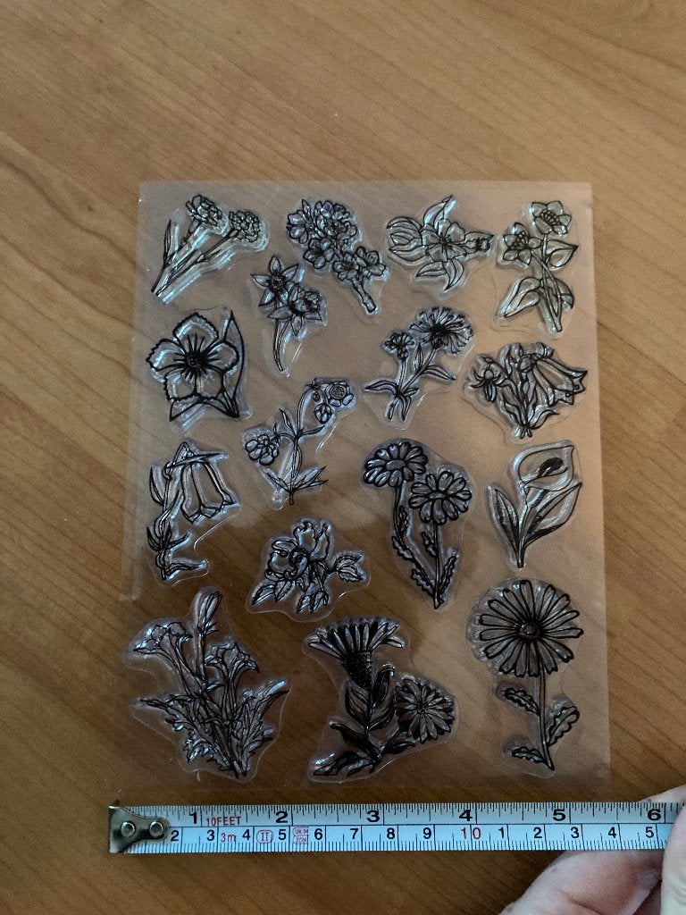 Clear stempels met het thema bloemen, Hobby en Vrije tijd, Stempelen, Ophalen of Verzenden, Gebruikt, Clearstamp