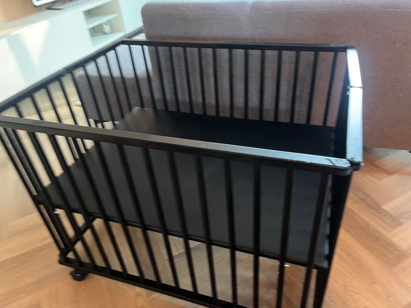 Prenatal inklapbare box Edin 75x100 zwart, Kinderen en Baby's, Boxen, Ophalen, Gebruikt, Rechthoekig, In hoogte verstelbaar