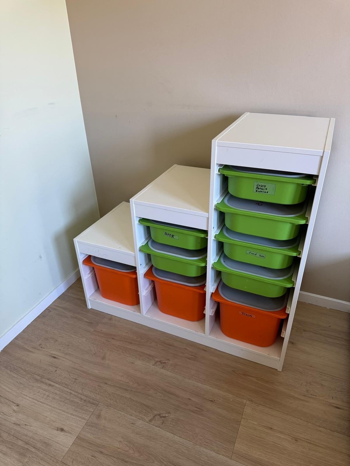 Ikea Trofast opbergcombinatie met bakken en deksels, Ophalen, 5 laden of meer, Zo goed als nieuw, Minder dan 100 cm