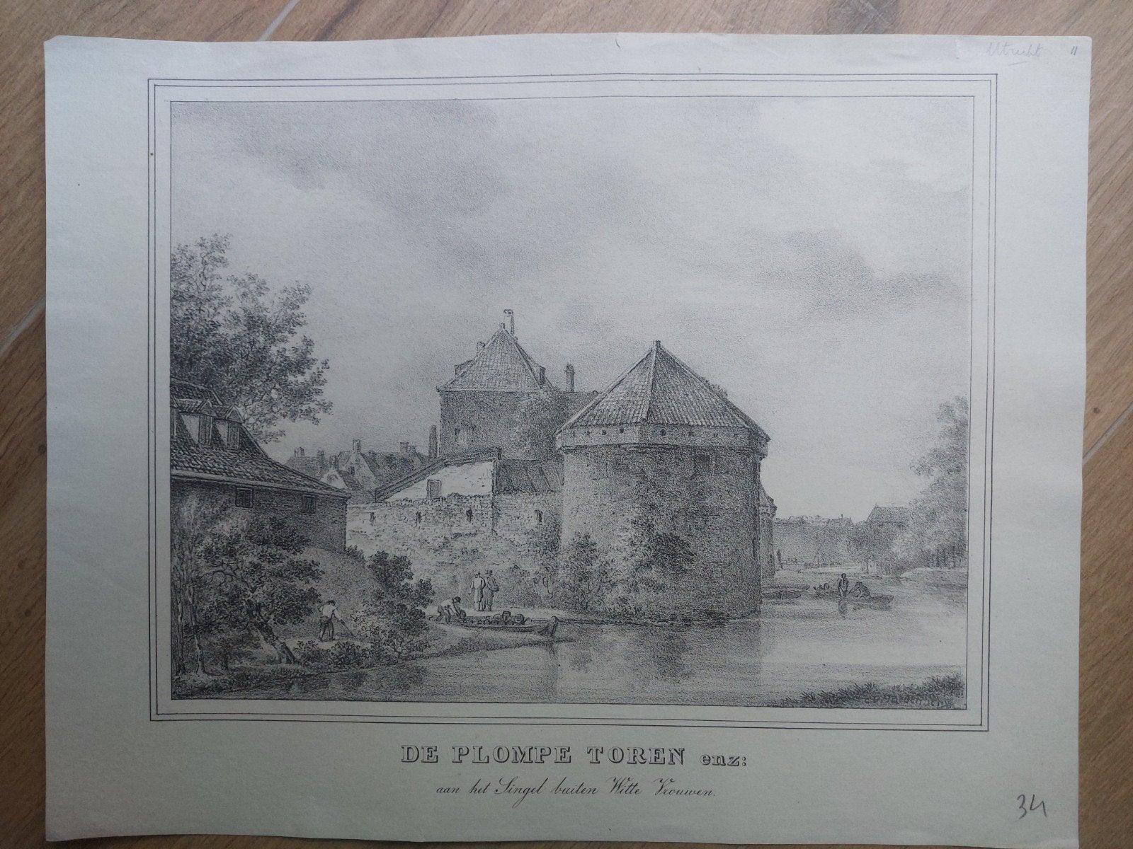 11 Plompe Toren buiten Witte Vrouwen Utrecht Steendruk 1830, Ophalen of Verzenden